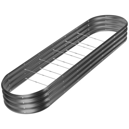 Land Guard galvanized raised bed front view showing the spacious 8x2x1 ft design for vegetables