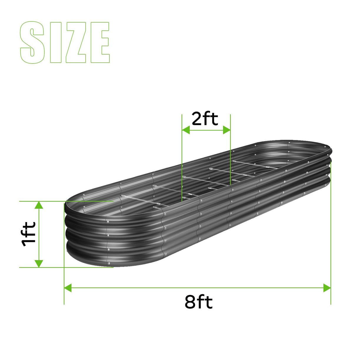Land Guard galvanized raised bed side view highlighting durable panel construction for outdoors