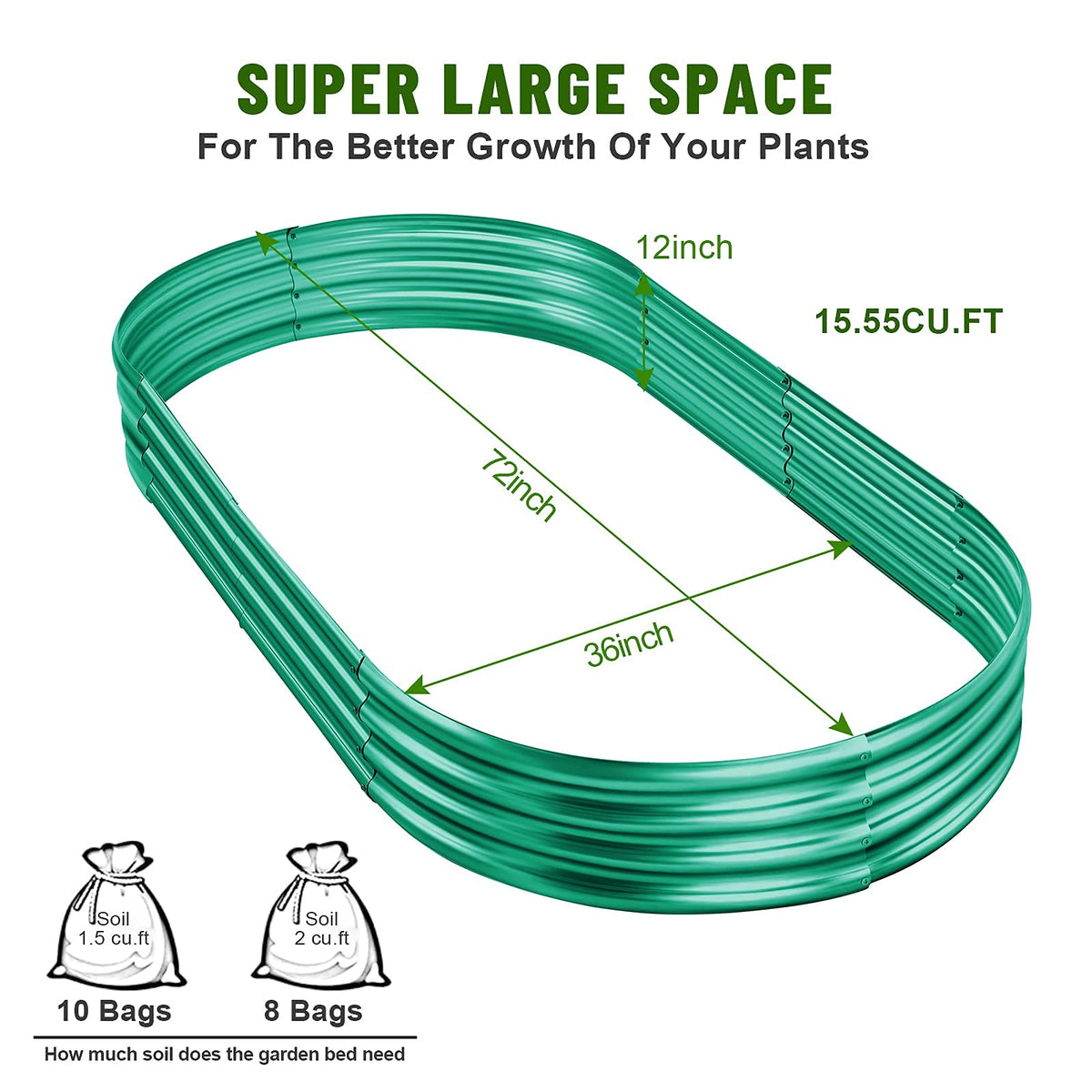 Land Guard Green Raised Bed open-base design promotes drainage and healthy roots