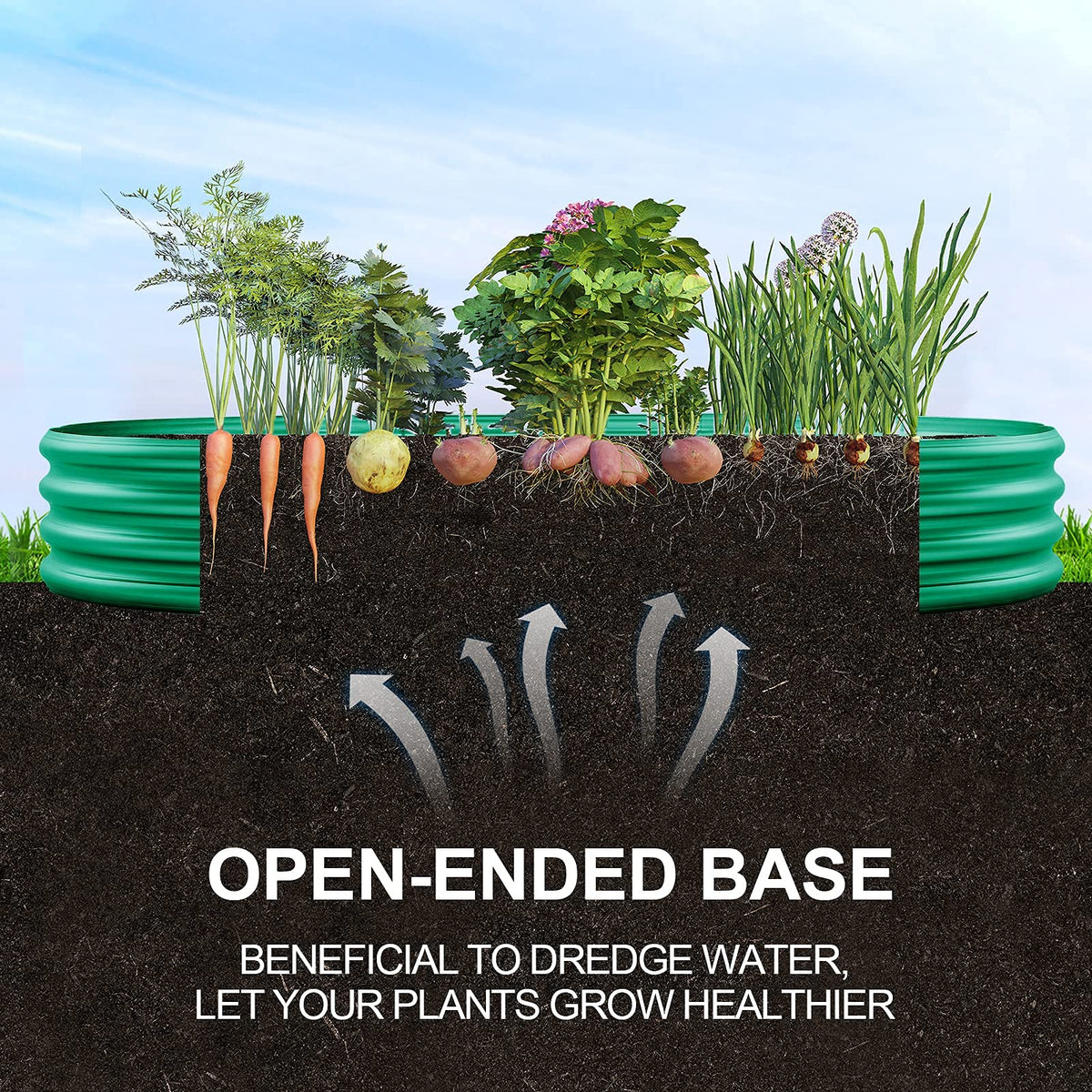 Land Guard Green Raised Bed features thick galvanized steel for stability