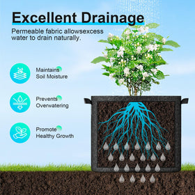 Land Guard grow bags with handles ready for easy relocation of soil and plants.