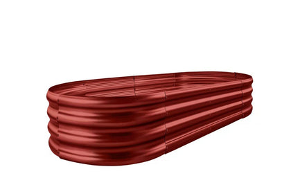 Land Guard oval galvanized raised bed in brown for vegetables and flowers