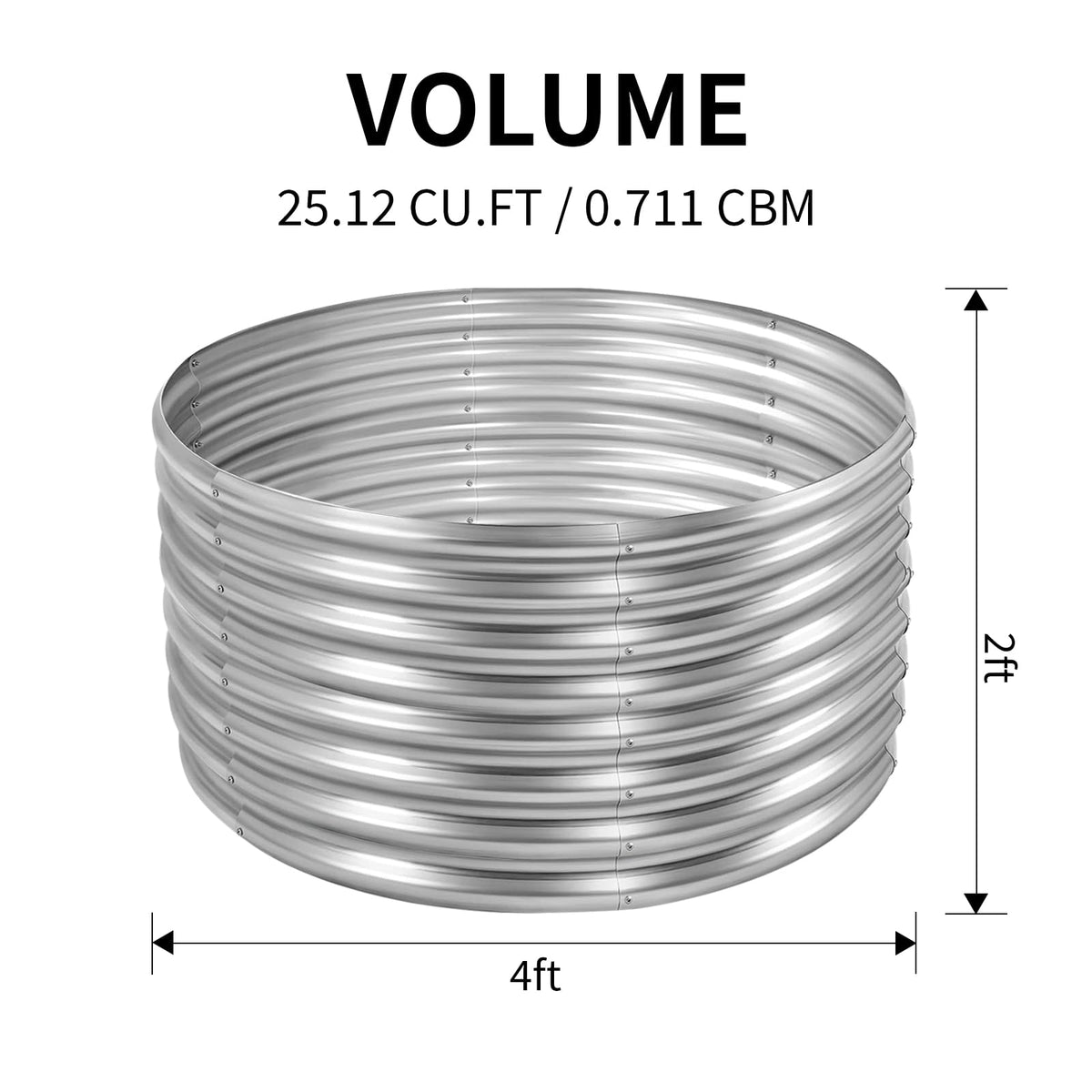 Land Guard oval structure galvanized bed side profile highlights durable, stylish raised garden solution.