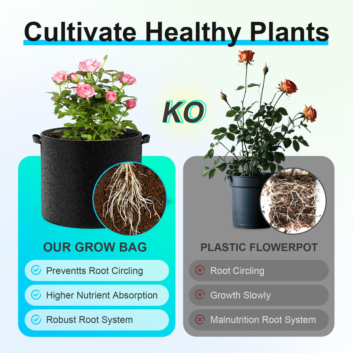 Space-saving Land Guard bags designed to protect roots during storage and transport.