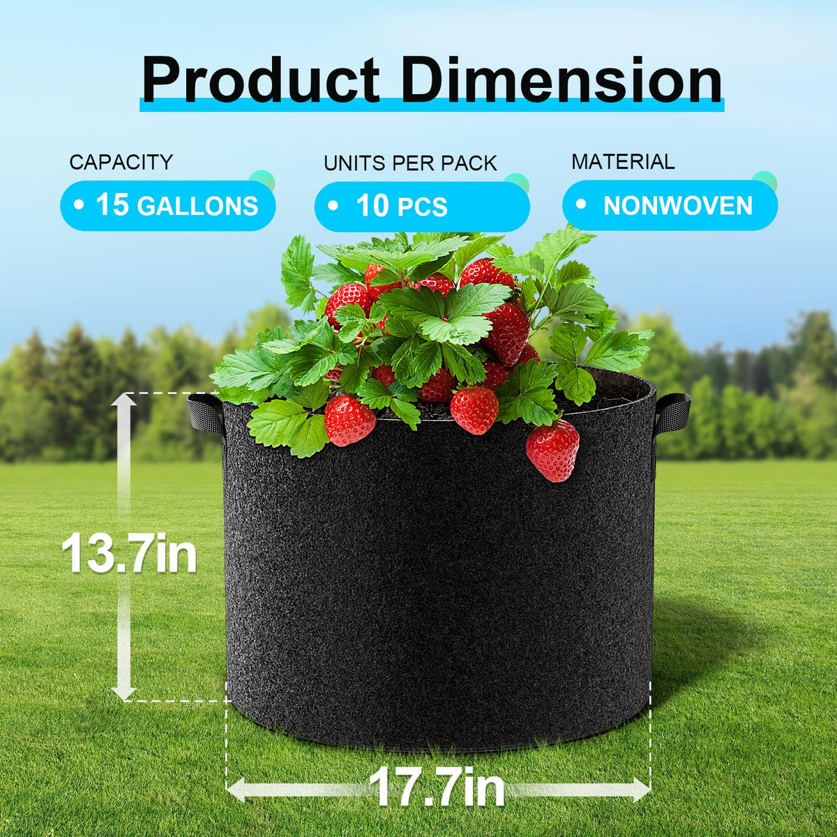 Land Guard thickened nonwoven grow bag illustrating durable material.