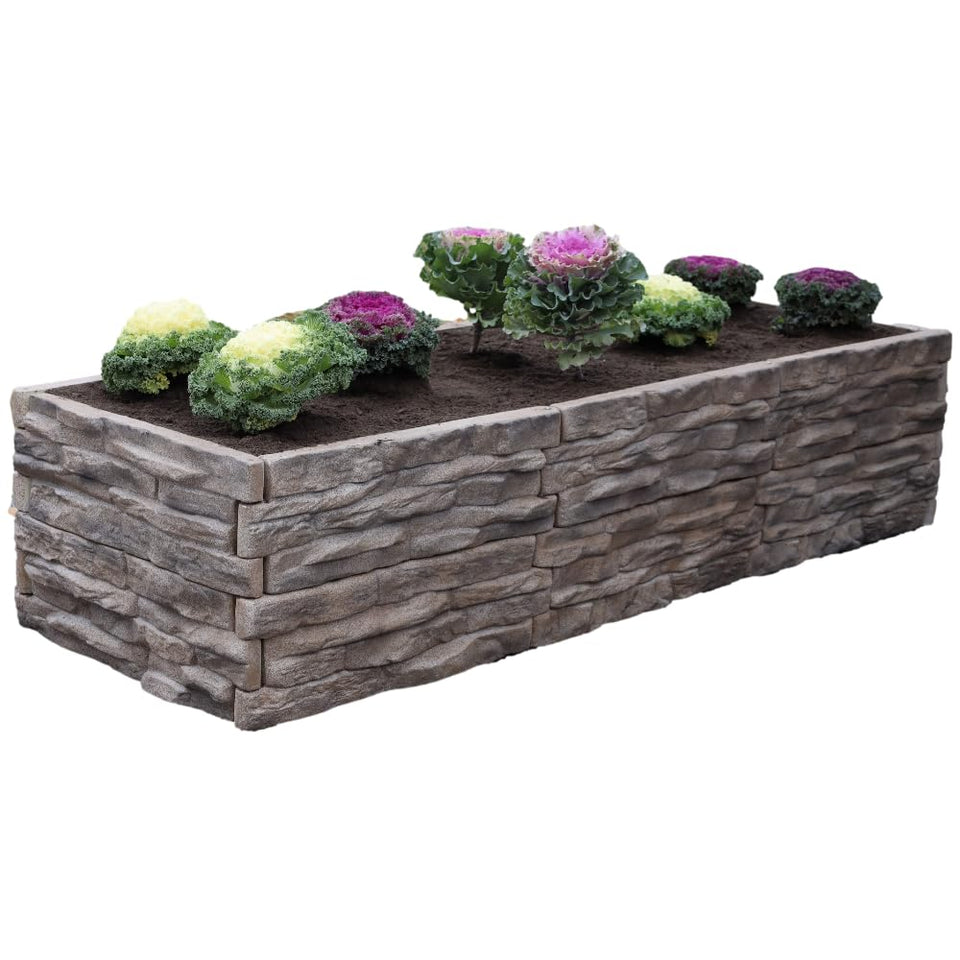 Landecor Ledgestone panel 4-pack shown with natural stone pattern for durable raised beds.