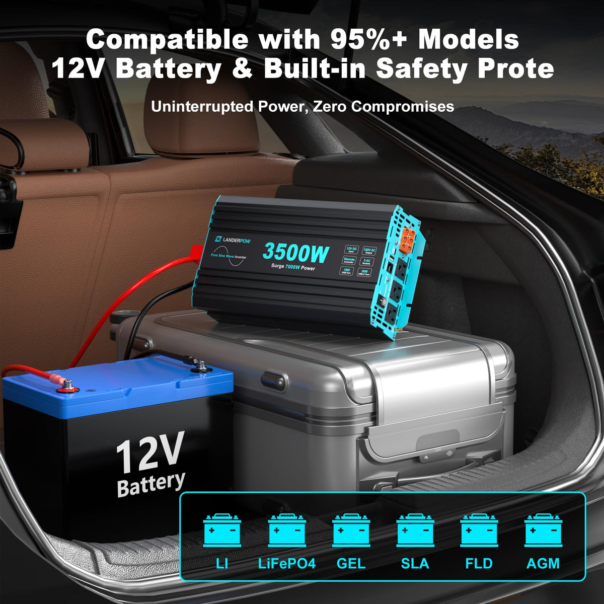 LANDERPOW copper battery cables reduce heat and improve efficiency