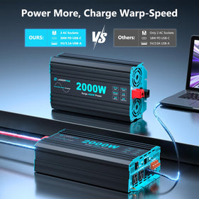 LANDERPOW 3 AC outlets and USB ports for flexible RV and truck setups.