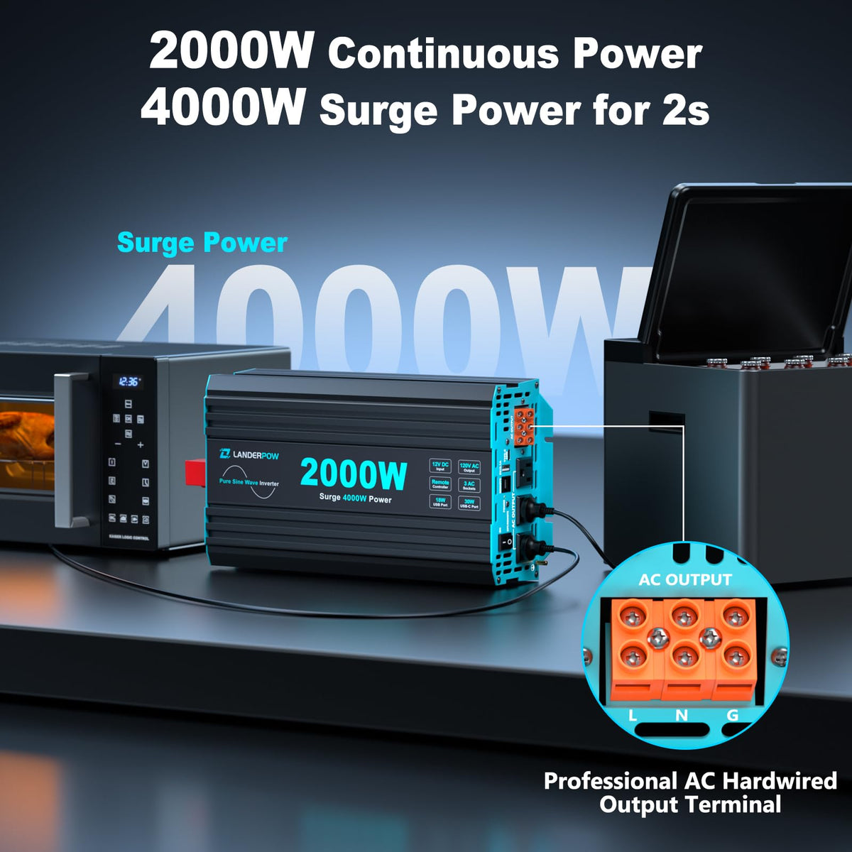 LANDERPOW hardwired terminal for direct appliance connections during installations.