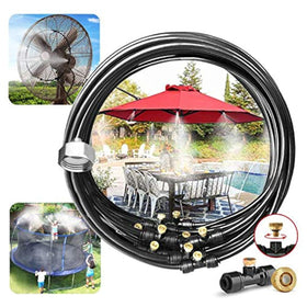 LANDGARDEN outdoor misting system hose shows 33 ft PU tubing for efficient cooling.