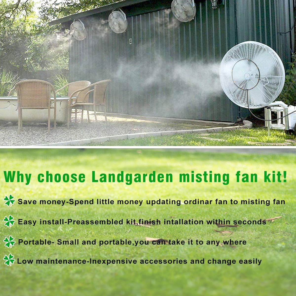 LANDGARDEN Pre-assembled misting kit saves setup time for instant cooling