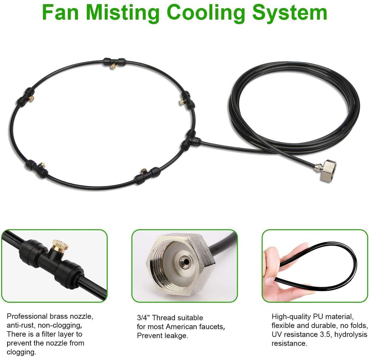 LANDGARDEN Tubing layout shows easy 16.4 ft run from faucet to first mister