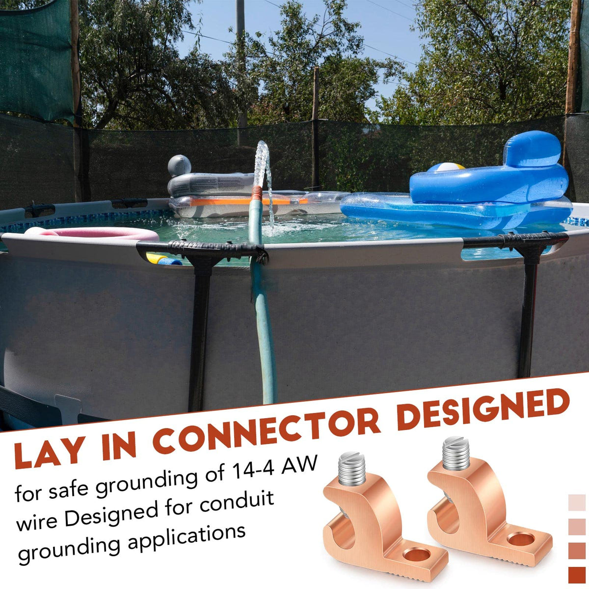 Landhoow direct burial copper lay-in connector enables stable, durable grounding for conduits.