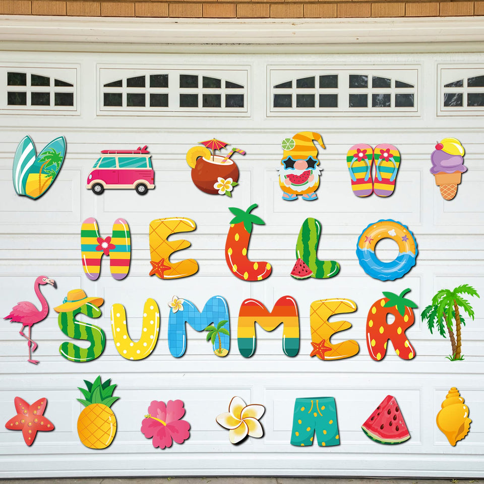 Landhoow Hello Summer palm tree magnet on metal surface adds tropical vibes for fridge or door