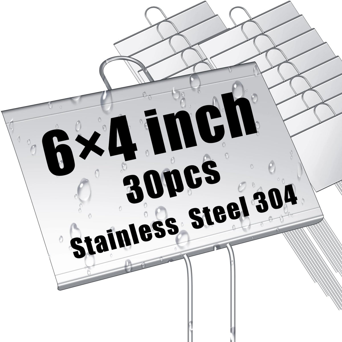 Landhoow metal garden marker stake 4x6 inch for clear plant labeling
