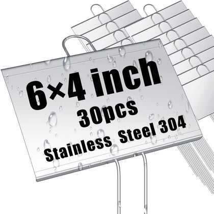 Landhoow metal garden marker stake 4x6 inch for clear plant labeling