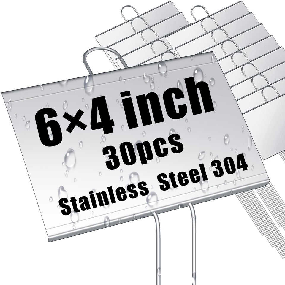 Landhoow metal garden marker stake 4x6 inch for clear plant labeling