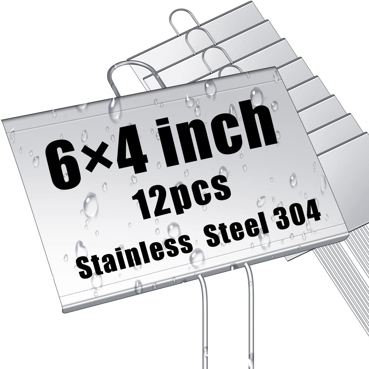 Landhoow metal plant label 4x6 silver for clear outdoor labeling