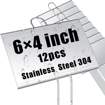 Landhoow metal plant label 4x6 silver for clear outdoor labeling