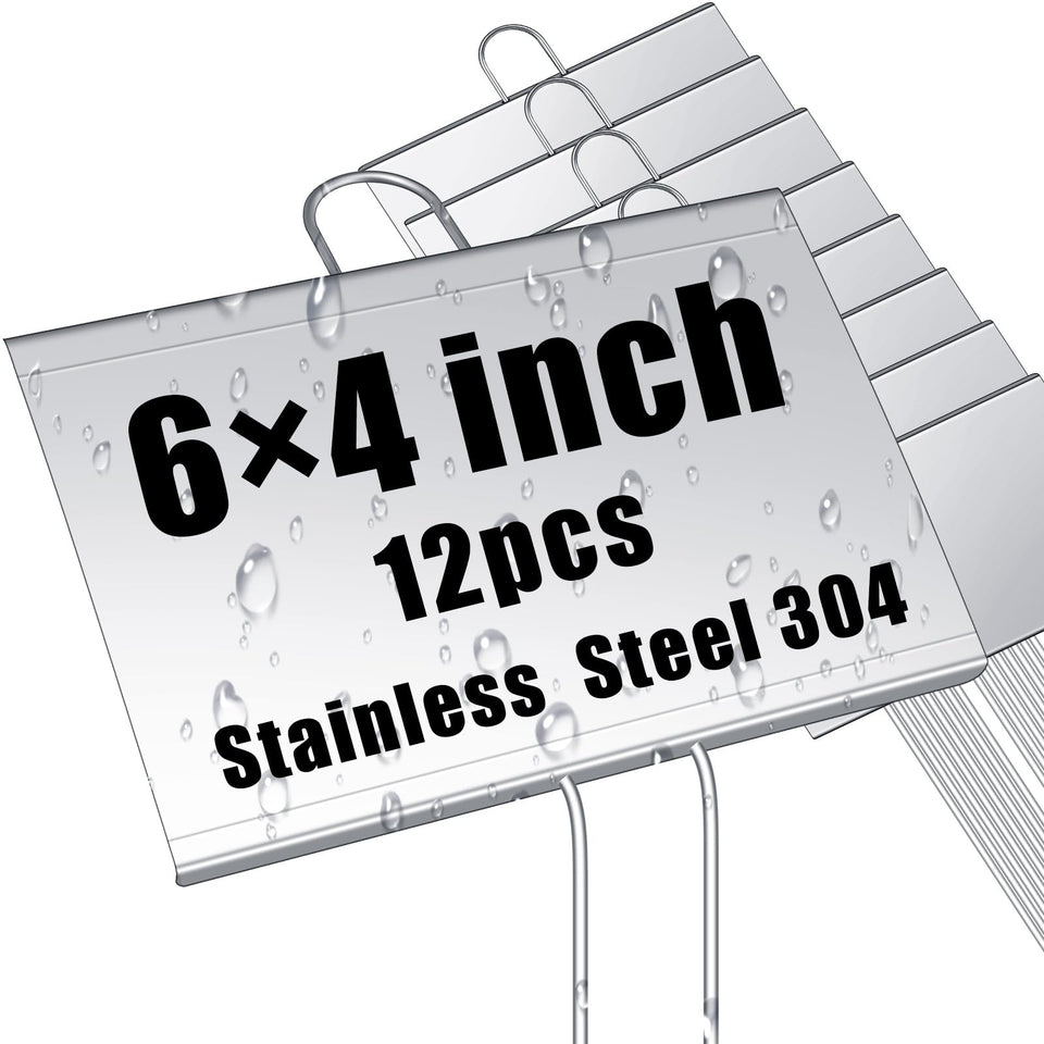 Landhoow metal plant label 4x6 silver for clear outdoor labeling