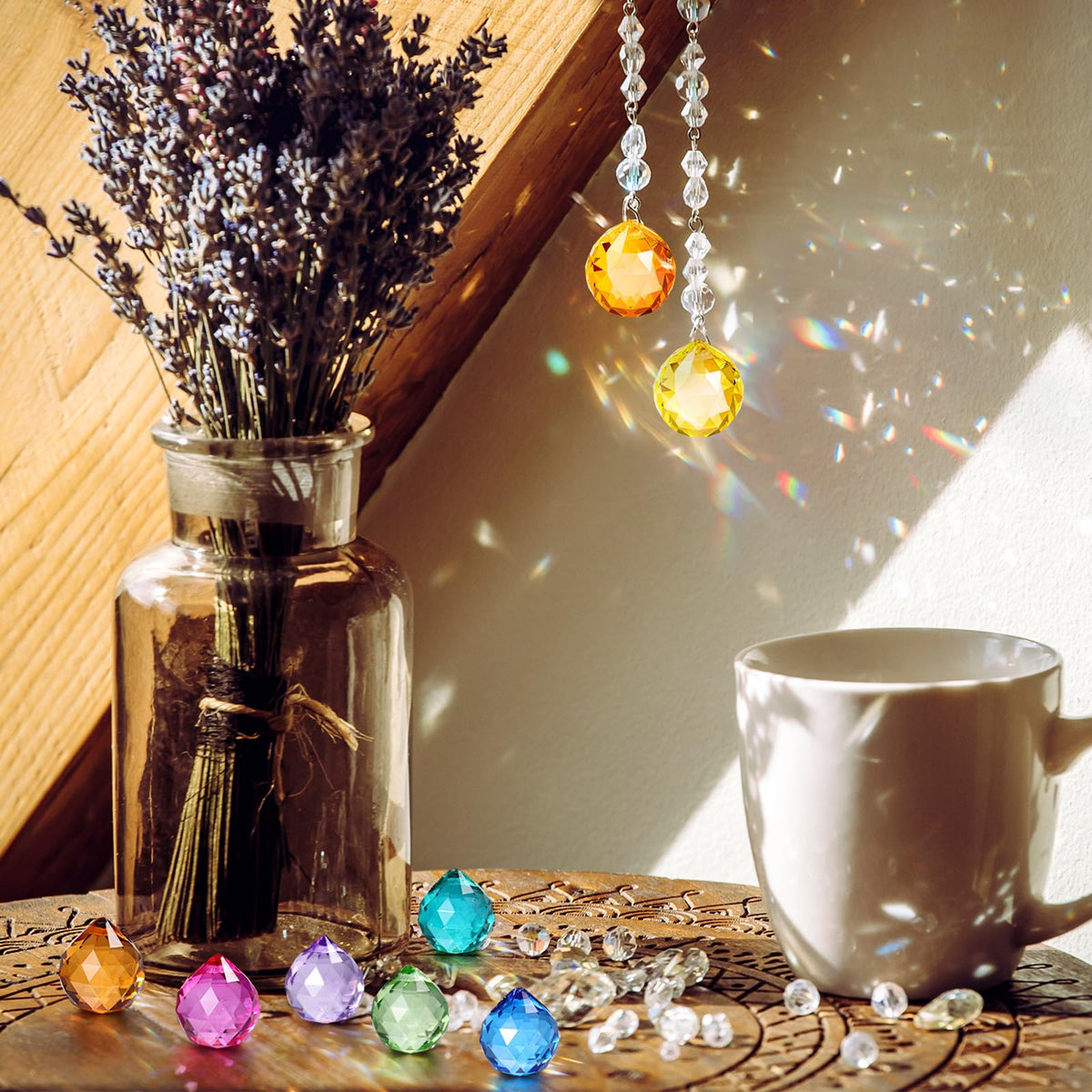 Landical 21-color crystal prisms for customizable window decor