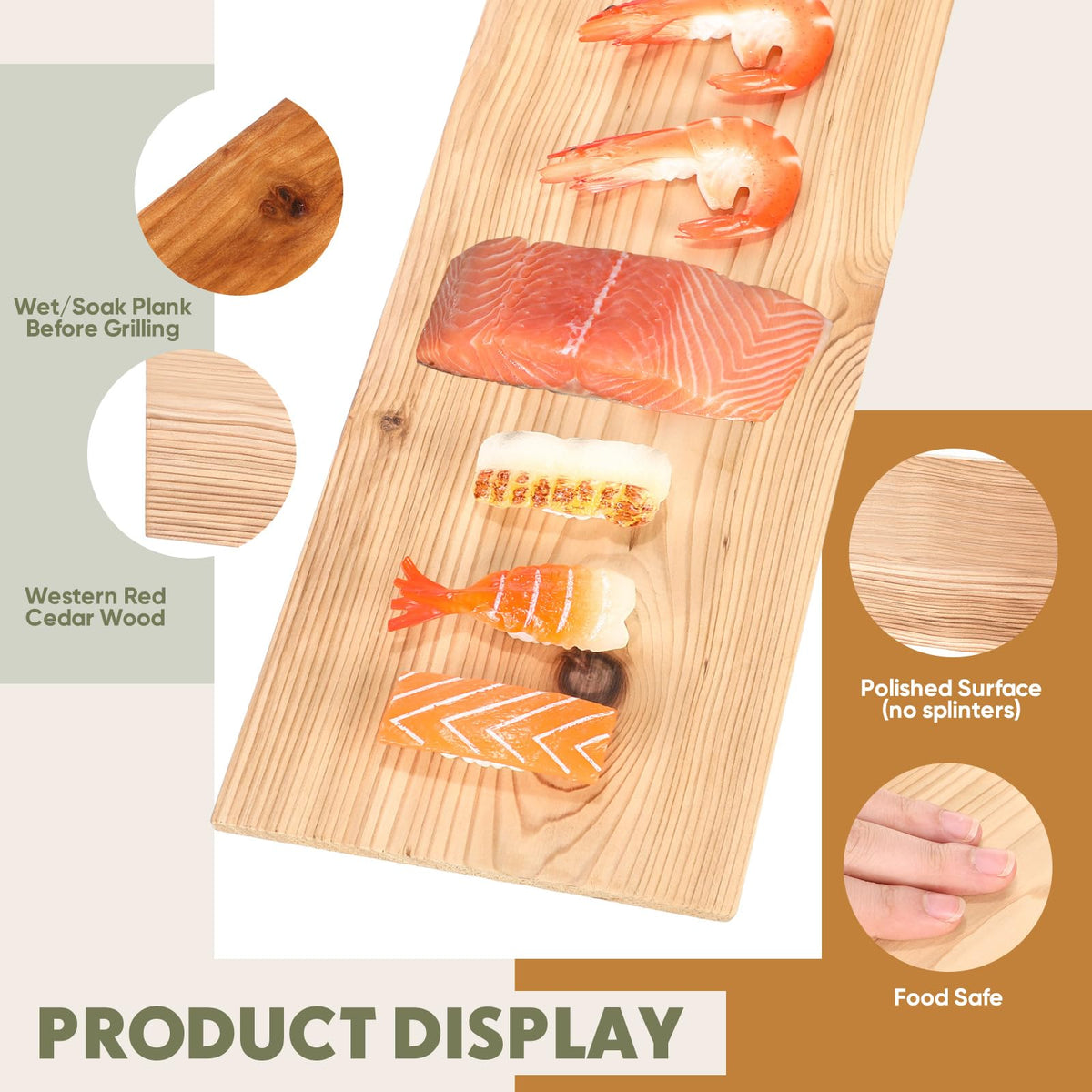 Landical cedar planks on grill provide even heat and aroma.