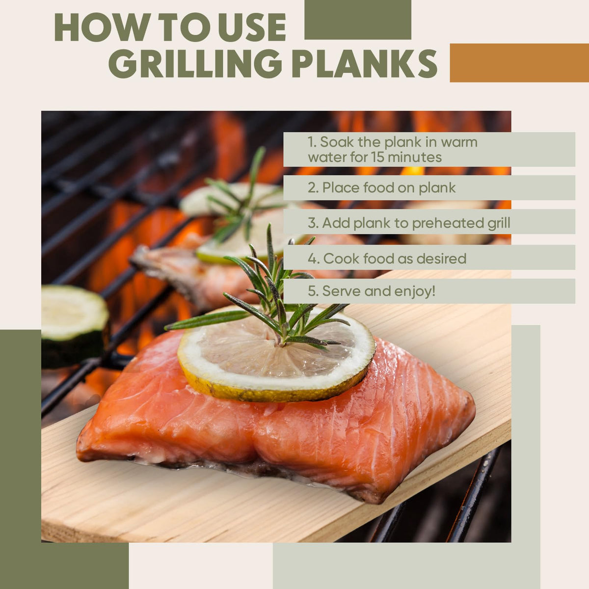 Landical cedar planks packaging shows six-piece set for family grills.