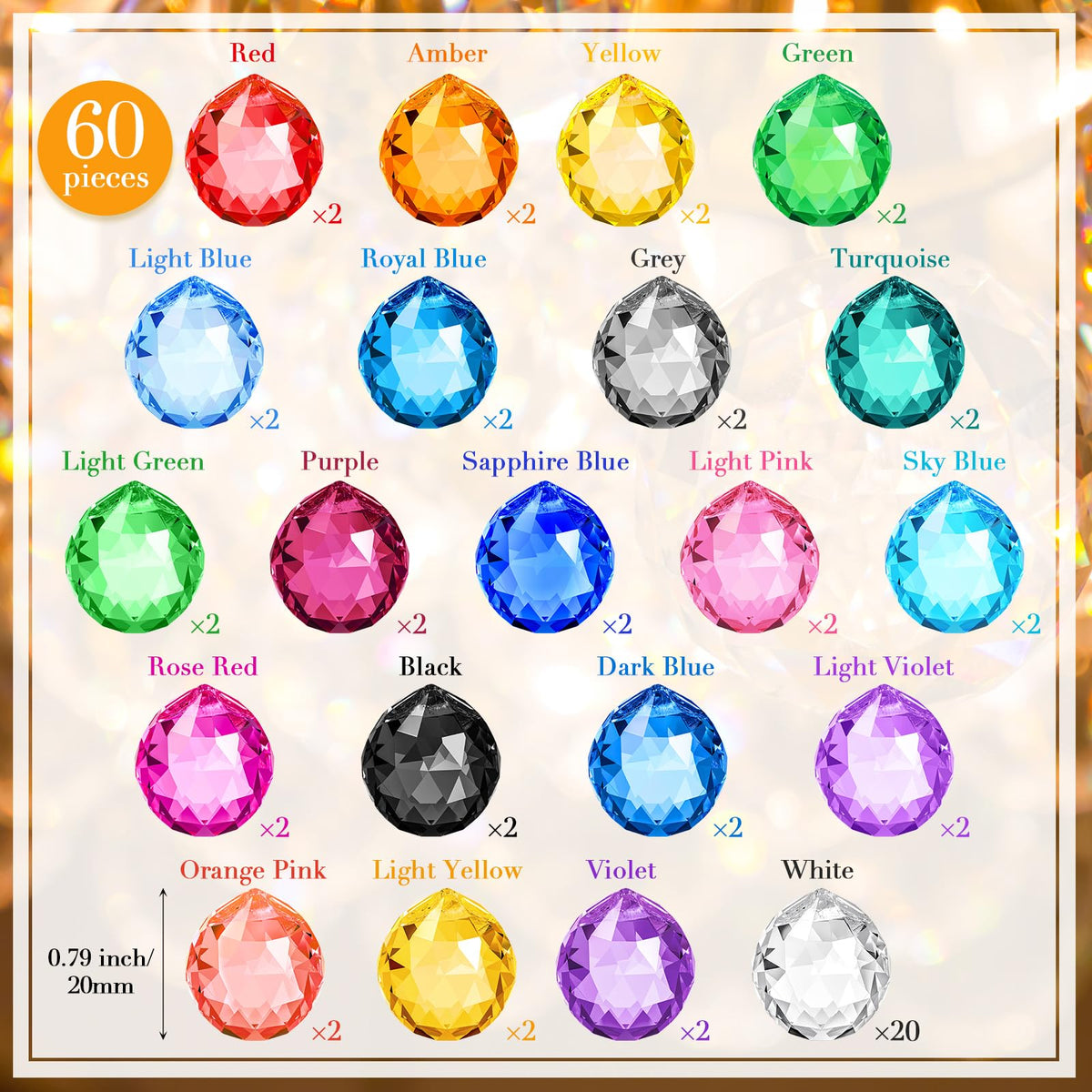 Landical clear 20mm crystal prism suncatchers add rainbow light to windows