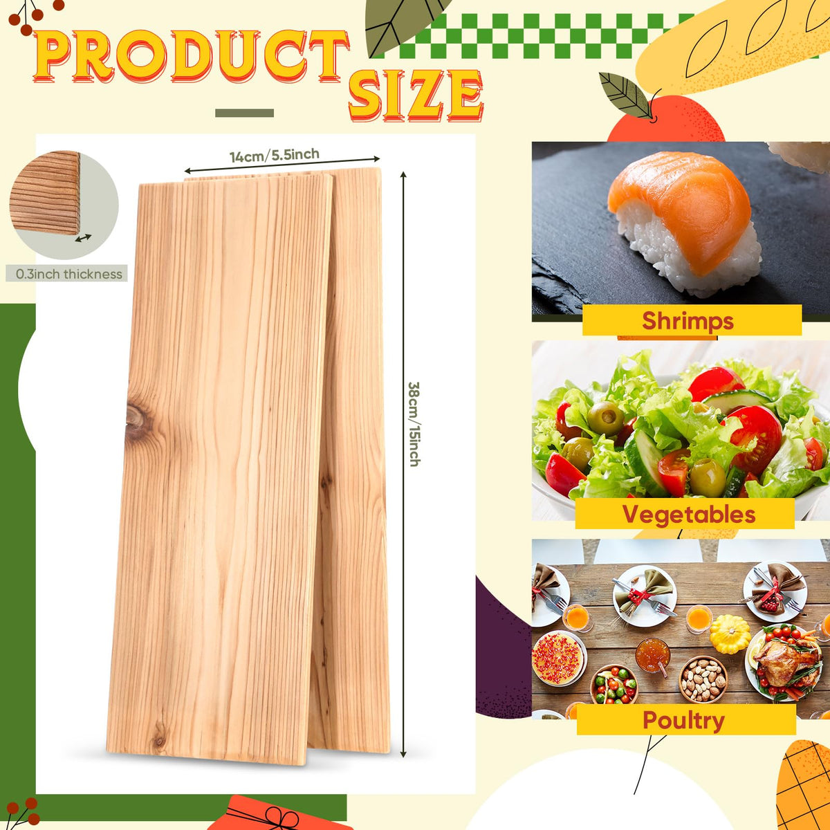 Landical extra-large cedar planks for big fillets enabling generous servings.