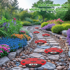Landical Ladybug stepping stone brightens a flower bed with playful color.