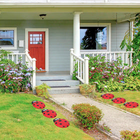 Landical Ladybug stepping stone group creates a vibrant path through greenery.