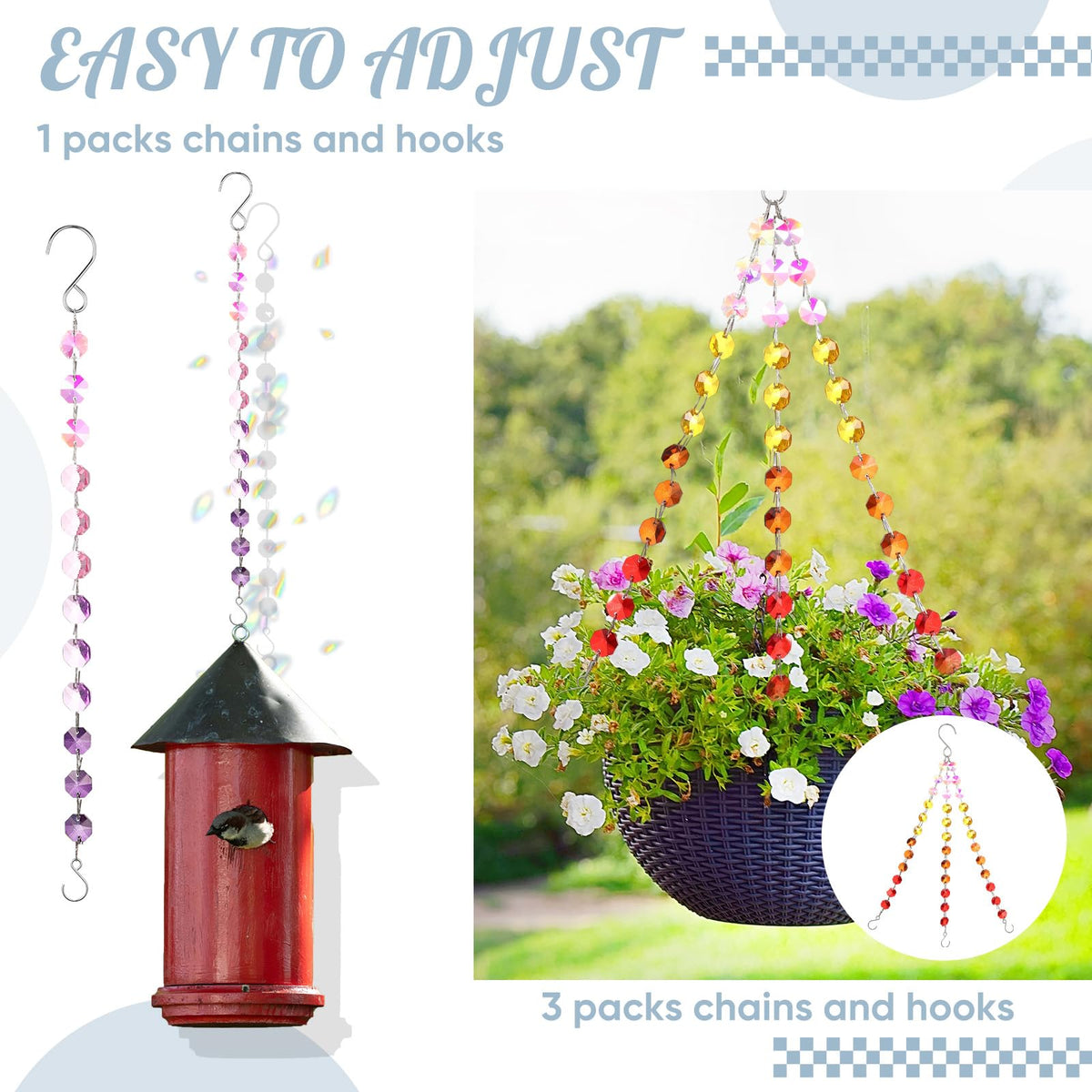 Landical easy-install hanging chains ideal for balcony, patio, and garden decor