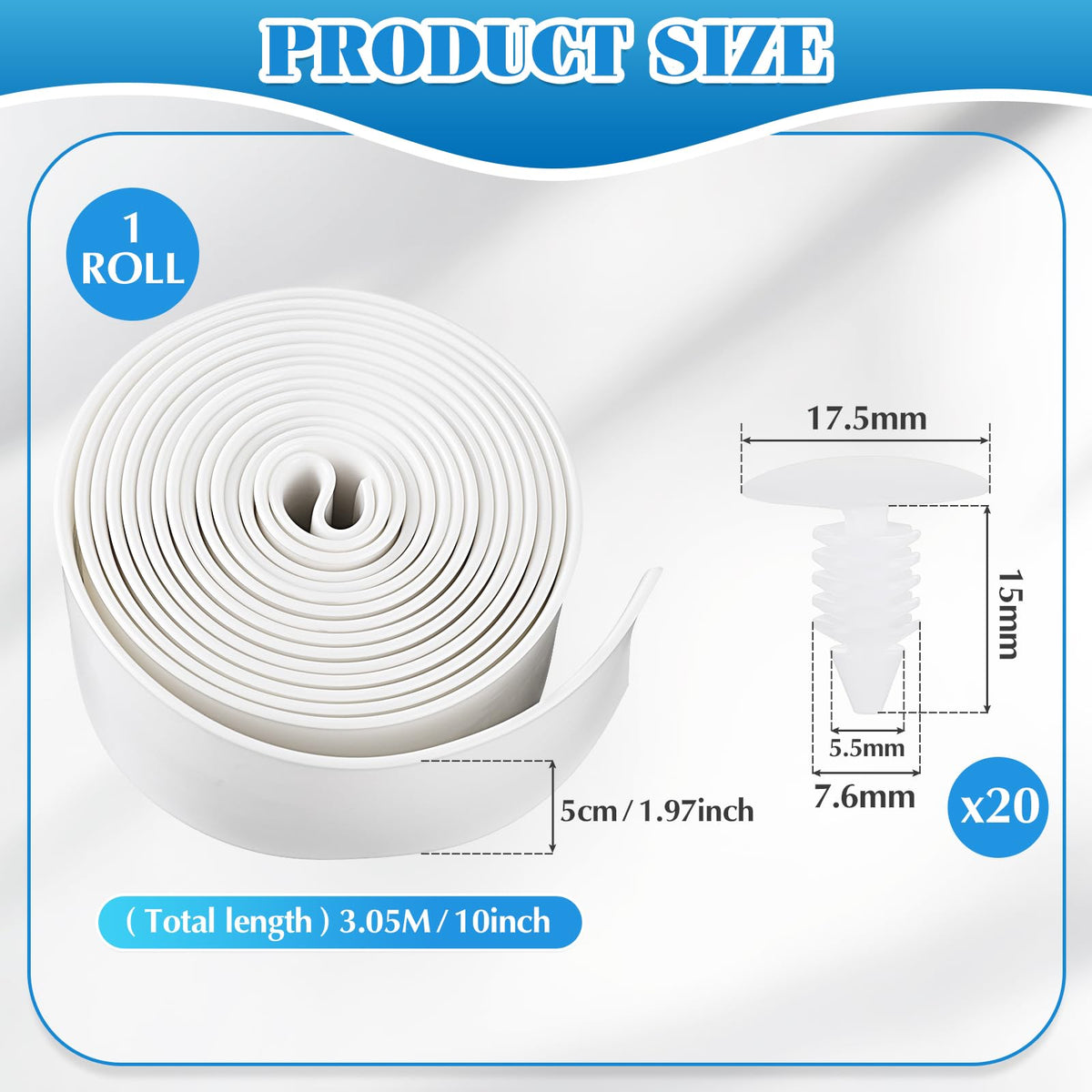 20 white rivets included for secure, clean reinforcement with vinyl straps