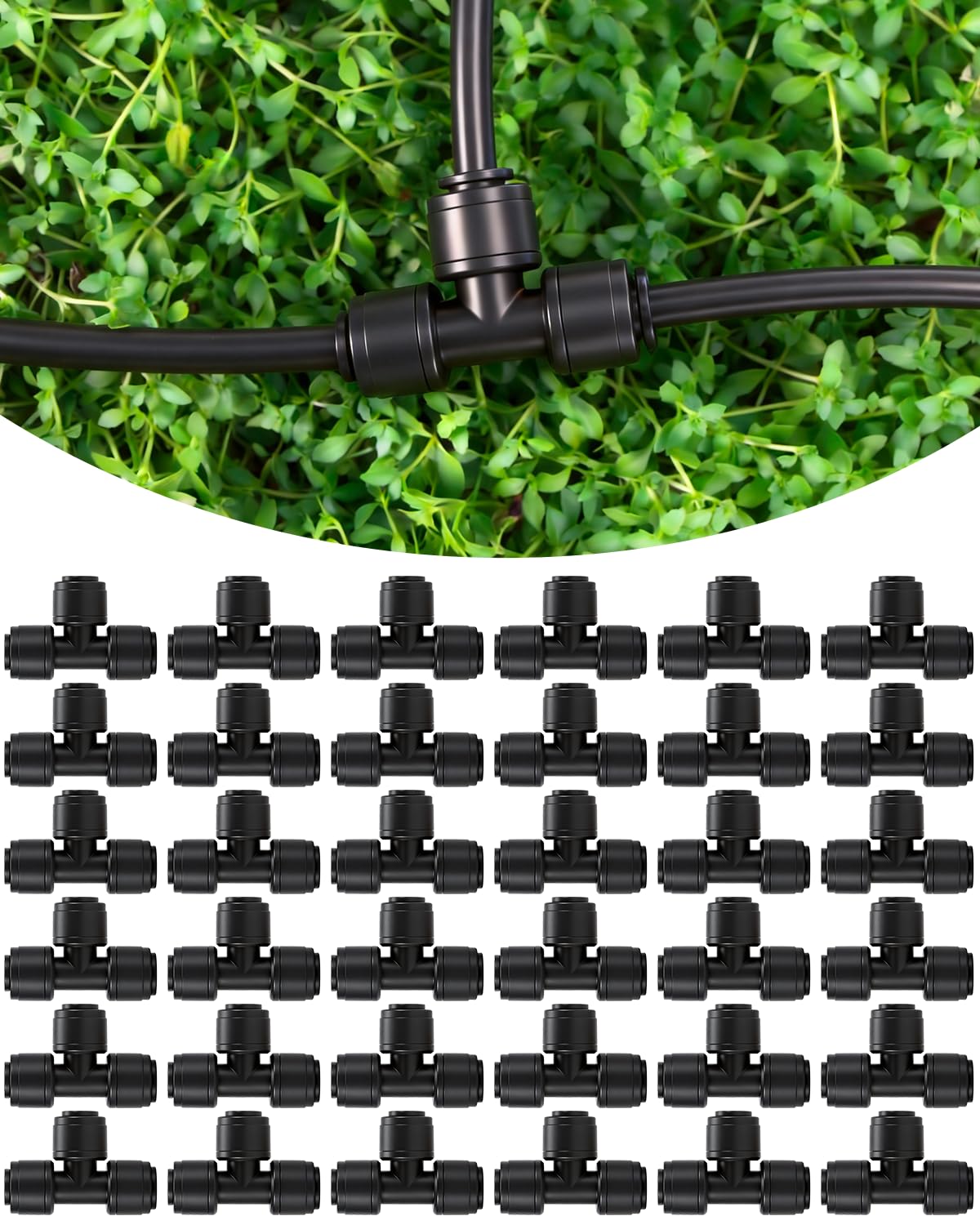Landtouch quick-connect tee assembly for fast leak-free irrigation.