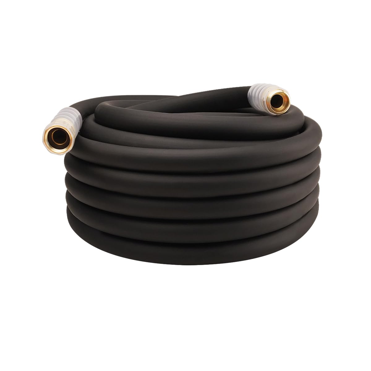 Langara heavy-duty garden hose 50ft with transparent swivel handle for secure connections.