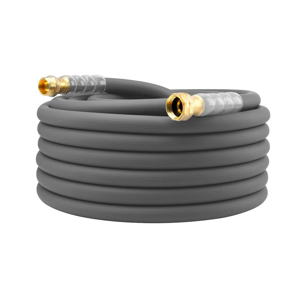 LANGARA heavy duty garden hose with transparent swivel handle for quick secure connections.