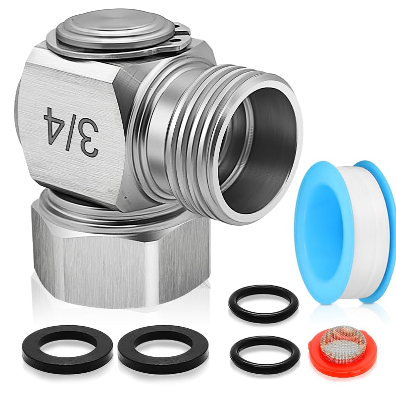 Langina 304SS 90-degree hose elbow prevents kinks for easier garden watering.