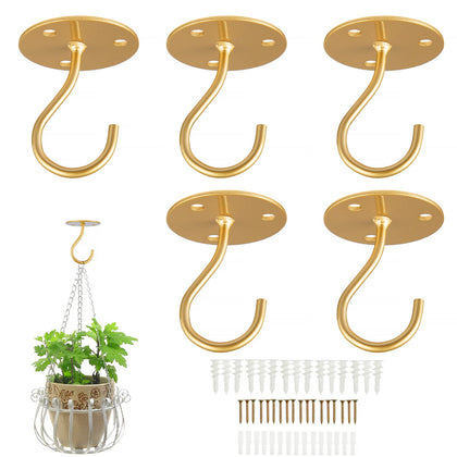 LangPu bright gold ceiling hook close-up showing durable steel finish and mounting hardware.