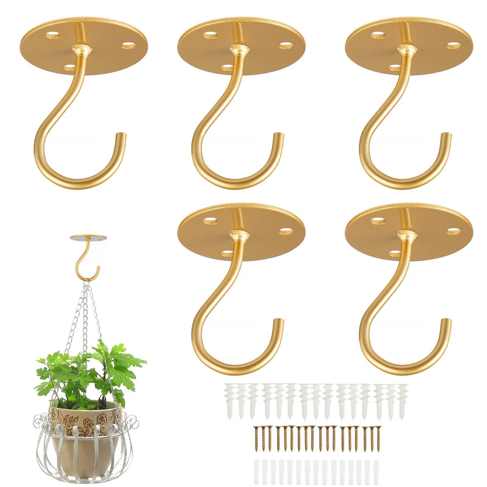 LangPu bright gold ceiling hook close-up showing durable steel finish and mounting hardware.