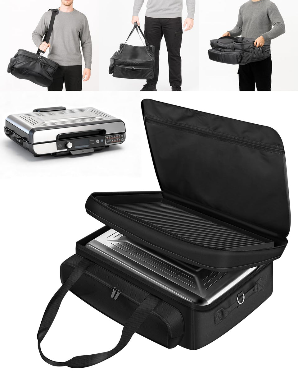 LANGZIHT Ninja GX101 bag main compartment view showing organized storage for grill and plates.