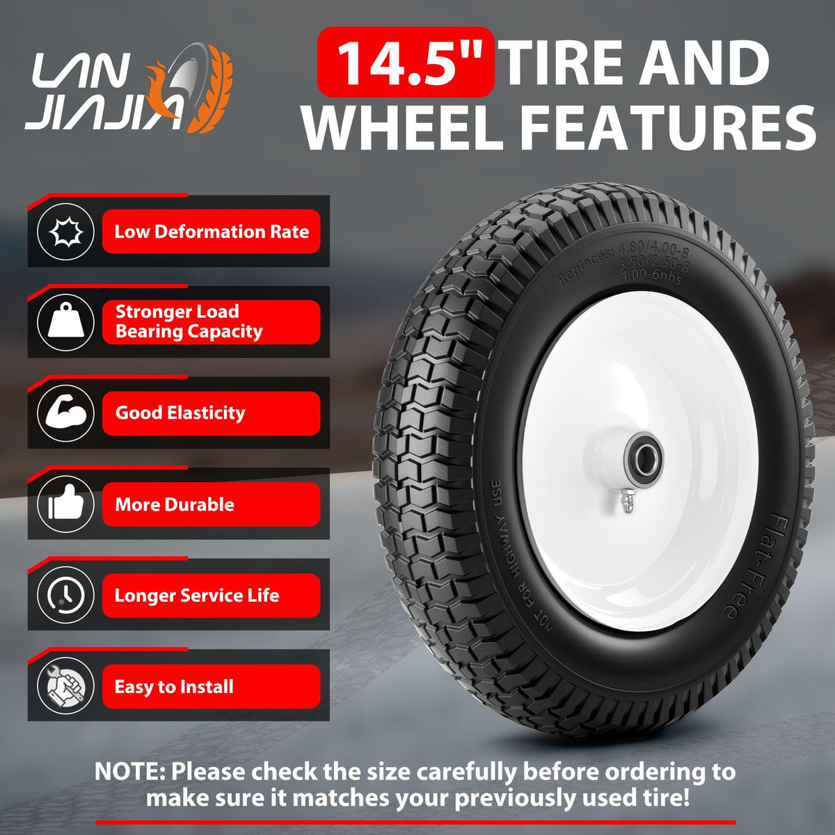 Lanjiajia polyurethane foam tire provides a smooth, maintenance-free ride