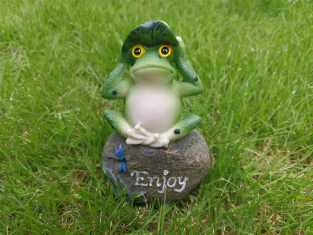 LANKER home and office frog figurines for desk or shelf decor.