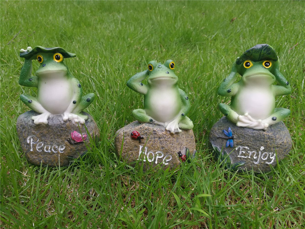 LANKER outdoor frog ornaments for fairy garden accents.