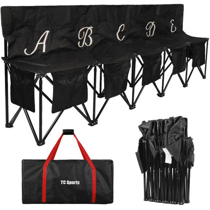 LANMOUNTAIN five-seat soccer bench foldable chair for sideline comfort.