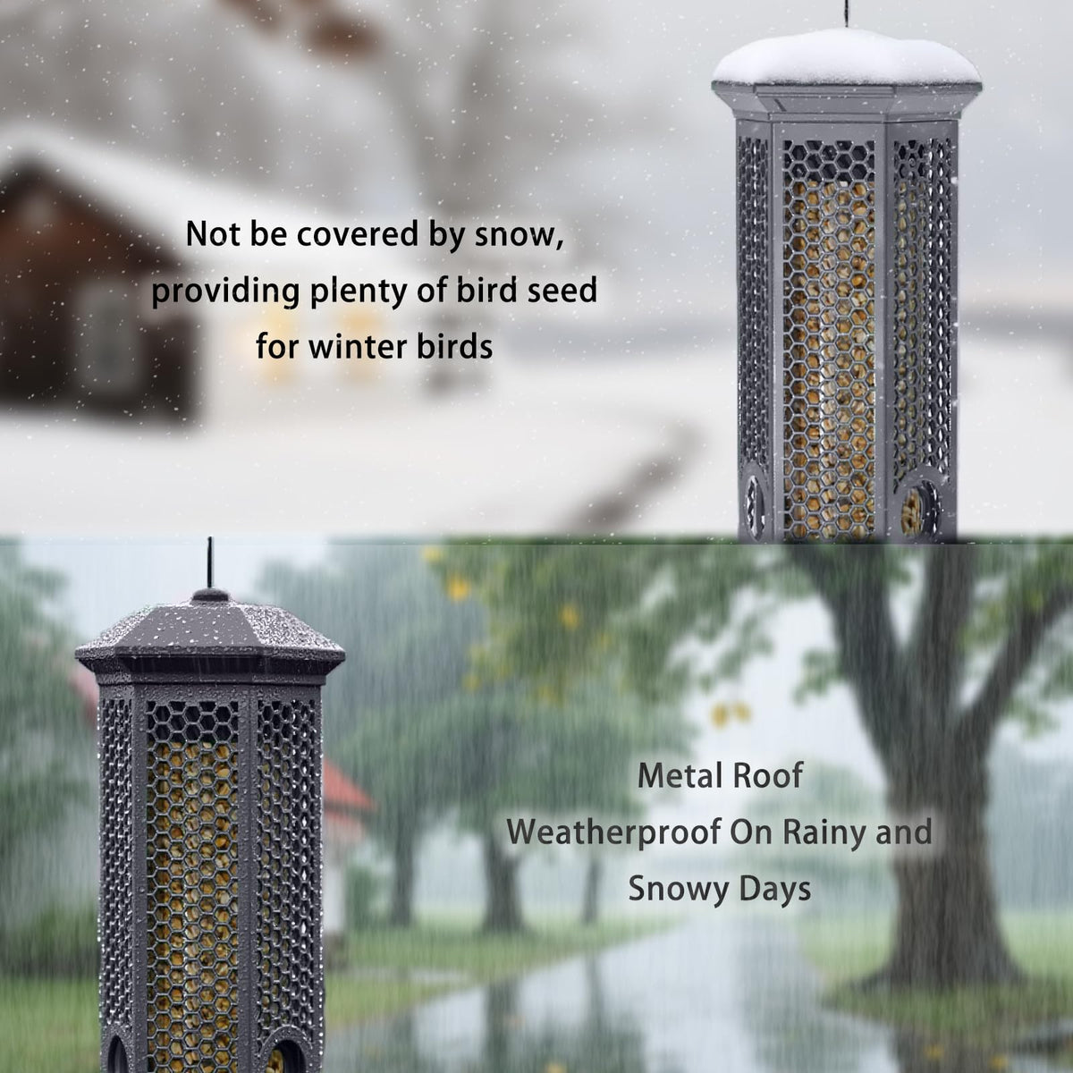 Lannso all-metal outdoor bird feeder built for weather resistance