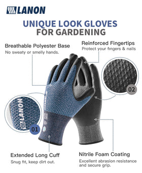 LANON gardening gloves bluebird for reliable grip