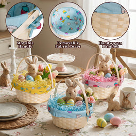Lanpn colorful pastel Easter baskets with bunny fabric for decoration