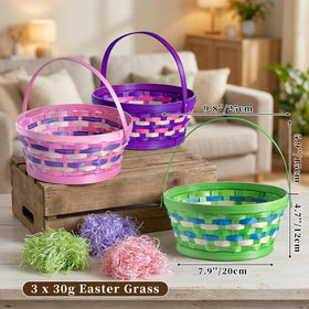 Lanpn Easter Basket egg-hunt-setup showcasing vibrant colors and easy-to-carry handles.