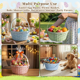 Lanpn Easter baskets raffia pink fillers closeup supports candy and display
