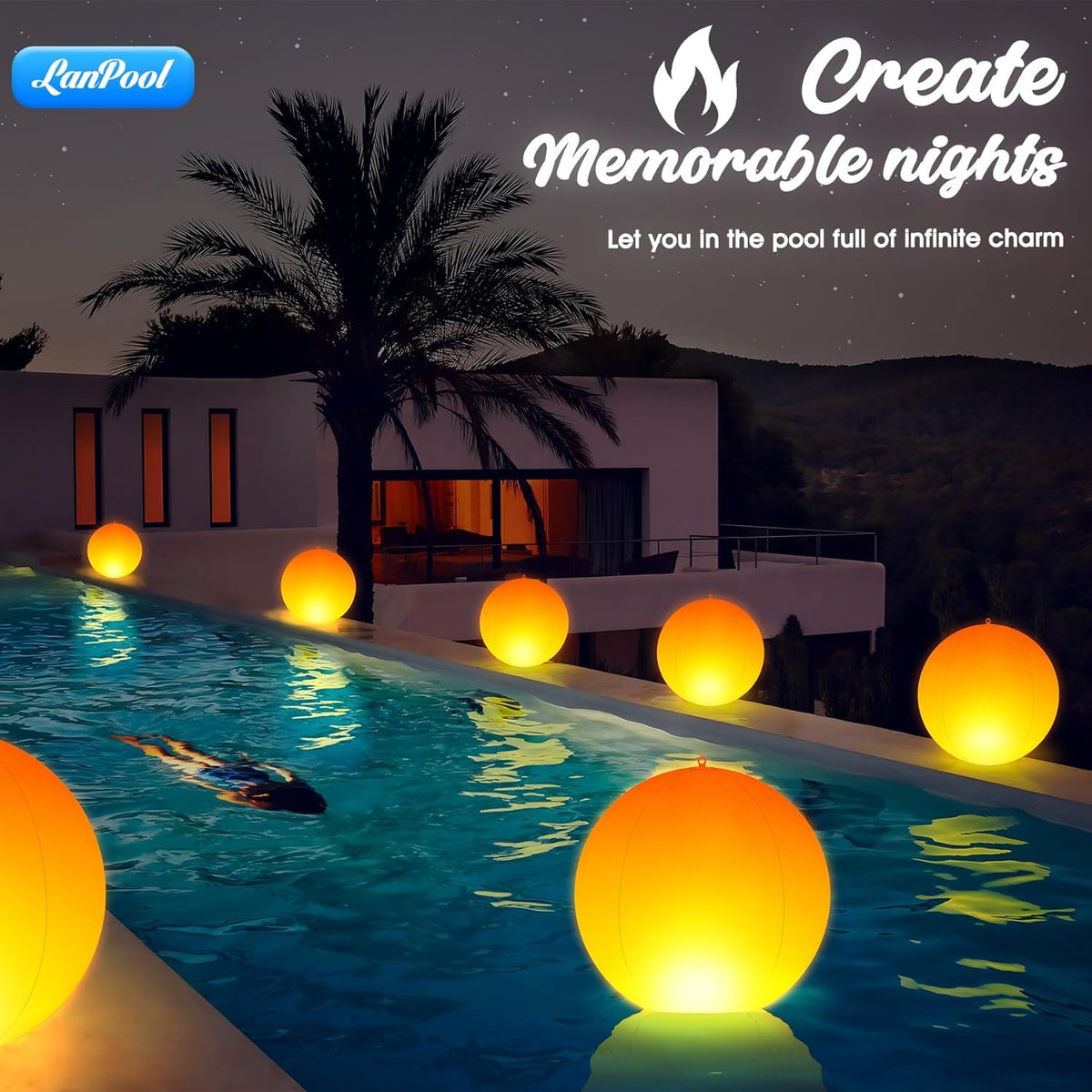 LanPool flame lamp with IP68 waterproof rating for outdoor use